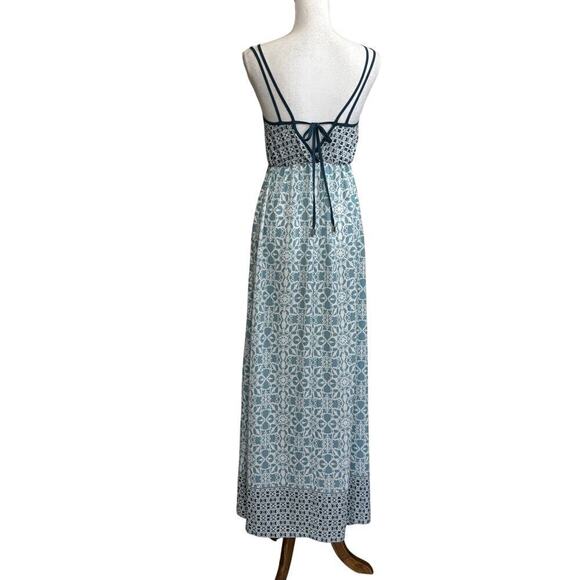 Lovestitch babydoll maxi dress, blue/white, small, bohemian, festival, coastal - Picture 2 of 7